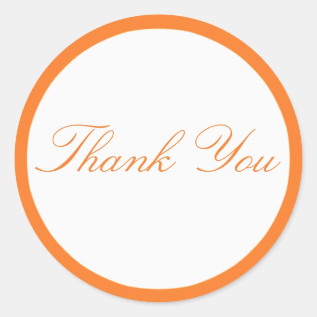 Ripe Orange and White Thank You Sticker (Front)