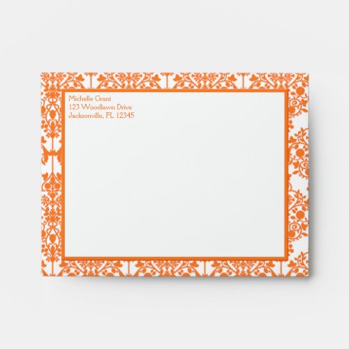 Ripe Orange Damask Envelope for Thank You Note