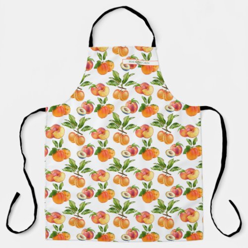 Ripe Peaches Apricots and Plums Fruit Pattern Apron