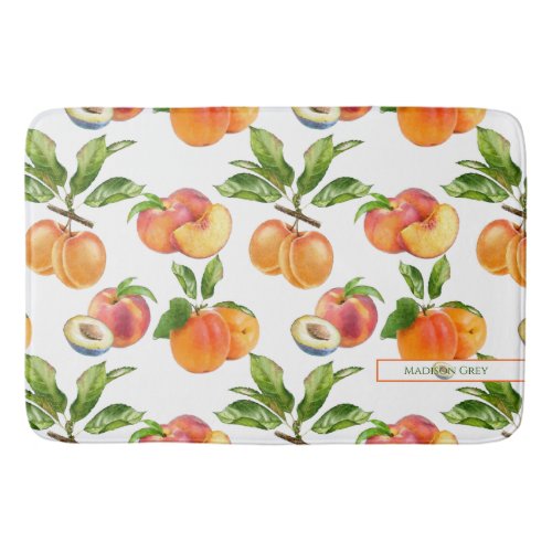 Ripe Peaches Apricots and Plums Fruit Pattern Bath Mat