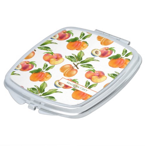 Ripe Peaches Apricots and Plums Fruit Pattern Compact Mirror