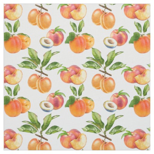 Ripe Peaches, Apricots and Plums Fruit Pattern Fabric