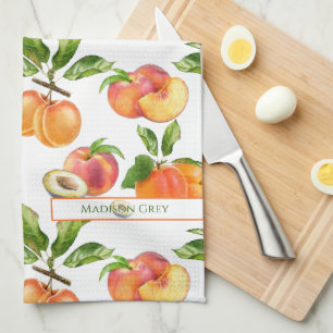 Ripe Peaches, Apricots and Plums Fruit Pattern Kitchen Towel