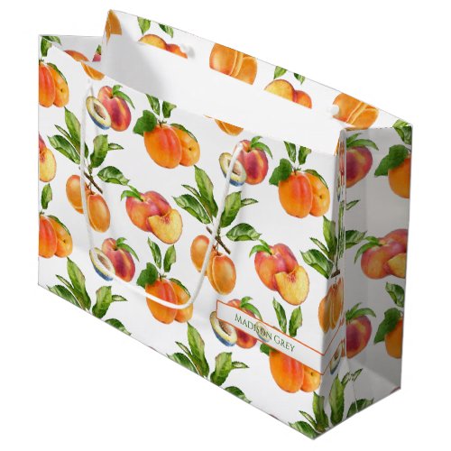 Ripe Peaches Apricots and Plums Fruit Pattern Large Gift Bag
