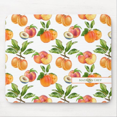 Ripe Peaches Apricots and Plums Fruit Pattern Mouse Pad