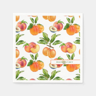 Ripe Peaches, Apricots and Plums Fruit Pattern Napkins