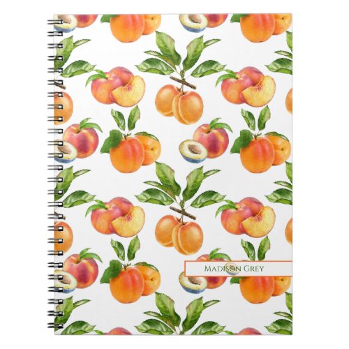 Ripe Peaches Apricots and Plums Fruit Pattern Notebook