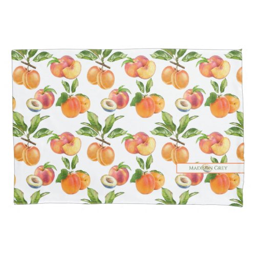 Ripe Peaches Apricots and Plums Fruit Pattern Pillow Case