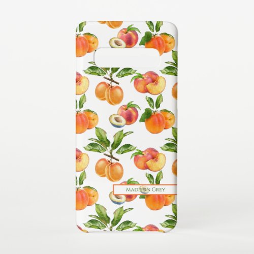 Ripe Peaches Apricots and Plums Fruit Pattern Samsung Galaxy S10 Case
