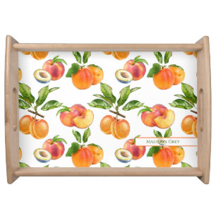Ripe Peaches, Apricots and Plums Fruit Pattern Serving Tray