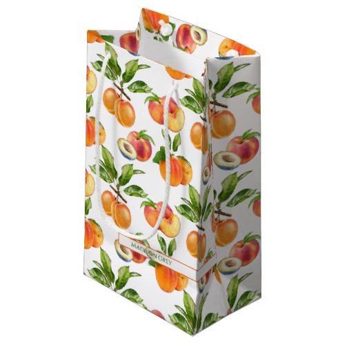 Ripe Peaches Apricots and Plums Fruit Pattern Small Gift Bag