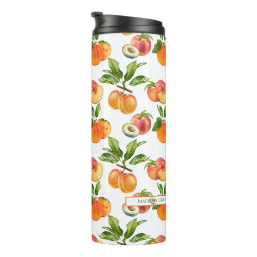 Ripe Peaches Apricots and Plums Fruit Pattern Thermal Tumbler