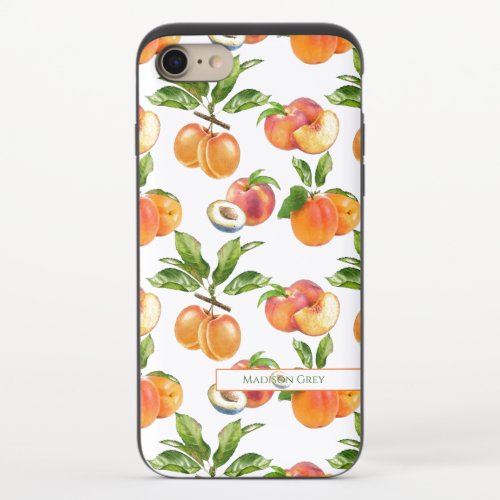 Ripe Peaches Apricots and Plums Fruit Pattern iPhone 87 Slider Case
