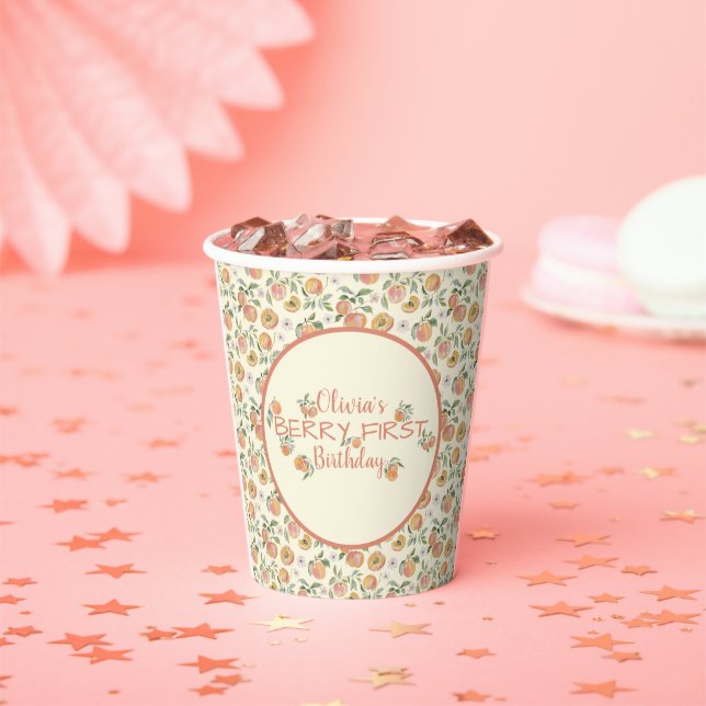 Ripe Peaches Fruit Very First Birthday  Paper Cups (Insitu)