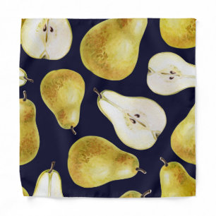 Ripe pear, black background, garden art bandana