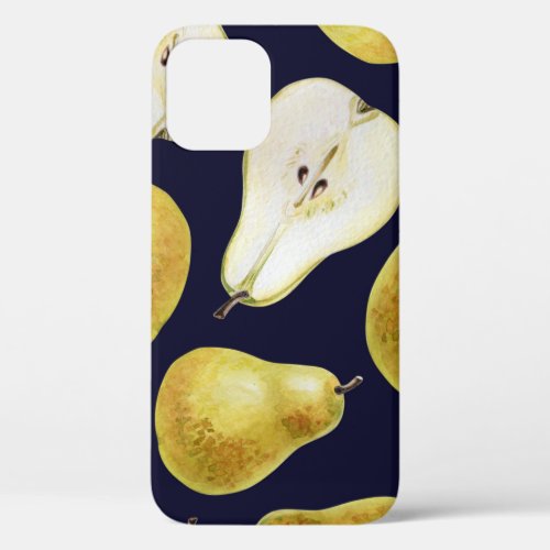 Ripe pear black background garden art iPhone 12 case