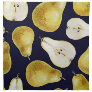 Ripe pear, black background, garden art cloth napkin