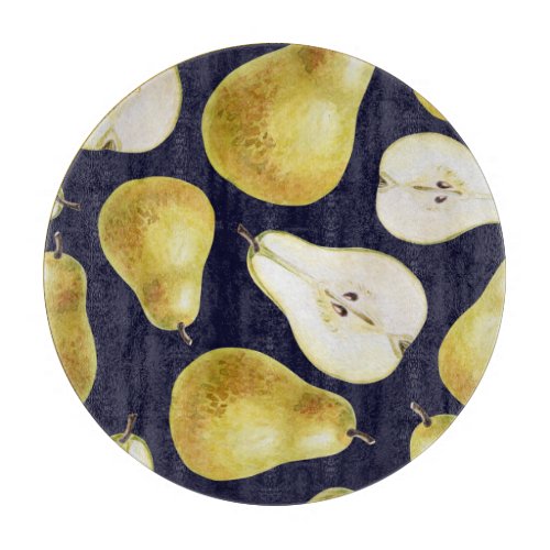 Ripe pear black background garden art cutting board