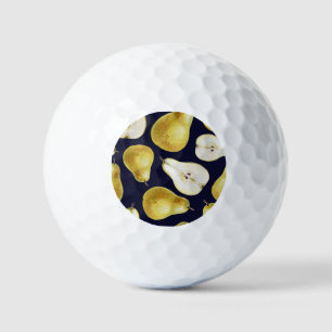 Ripe pear, black background, garden art golf balls