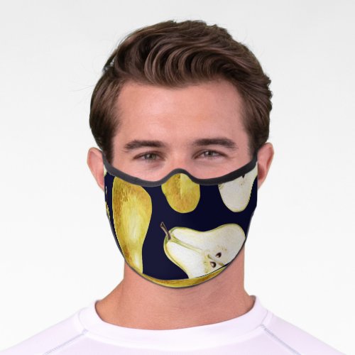 Ripe pear black background garden art premium face mask