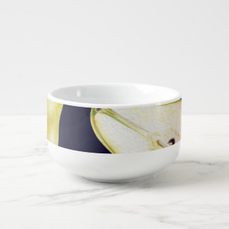 Ripe pear, black background, garden art soup mug