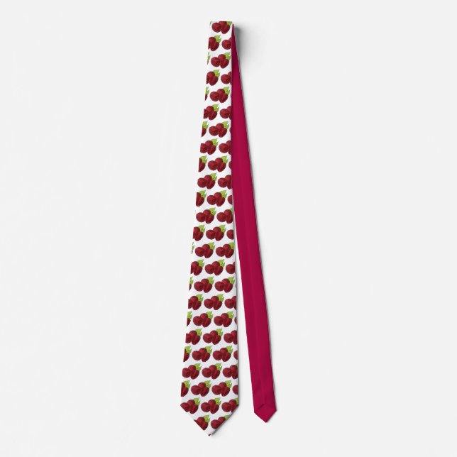 Ripe Raspberry Red Raspberries Berry Fruit Print Neck Tie (Front)