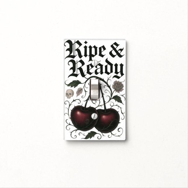 Ripe & Ready Cherries Gothic Graphic Light Switch Cover (In Situ)