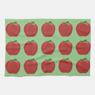 Ripe Red Apples Green Leaves Kitchen Towels