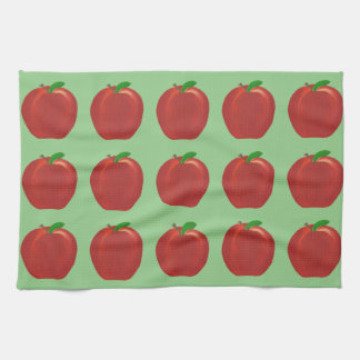 Ripe Red Apples Green Leaves Kitchen Towels