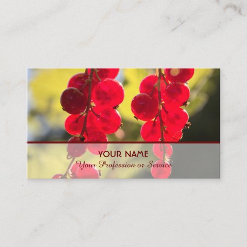 Ripe red fruity currant ensemble for farmers business card