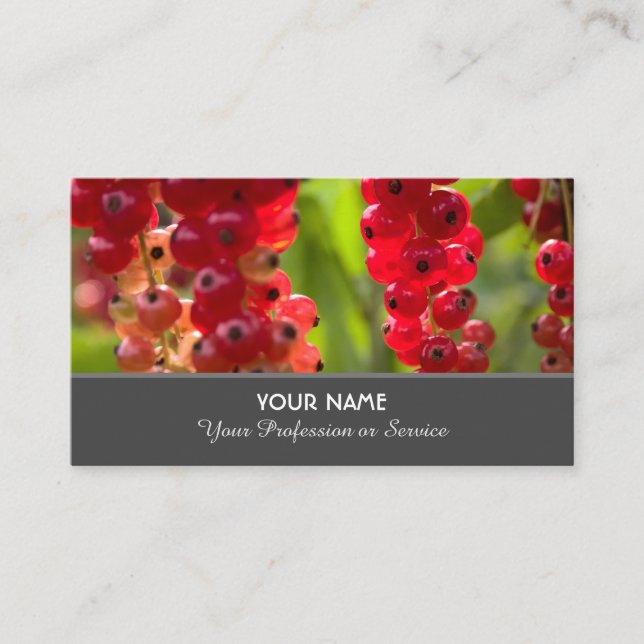 Ripe red fruity currant ensemble for farmers business card (Front)