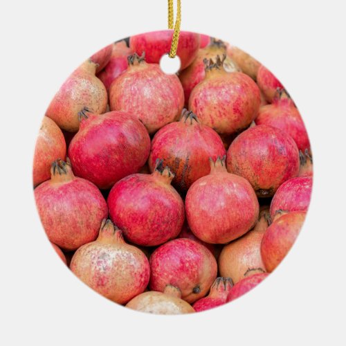 ripe red pomegranate  ceramic ornament