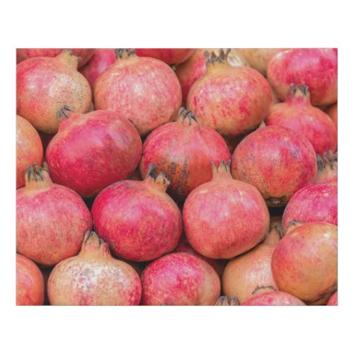 ripe red pomegranate faux canvas print