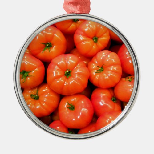 Ripe Red Shiny Tomatoes Metal Ornament