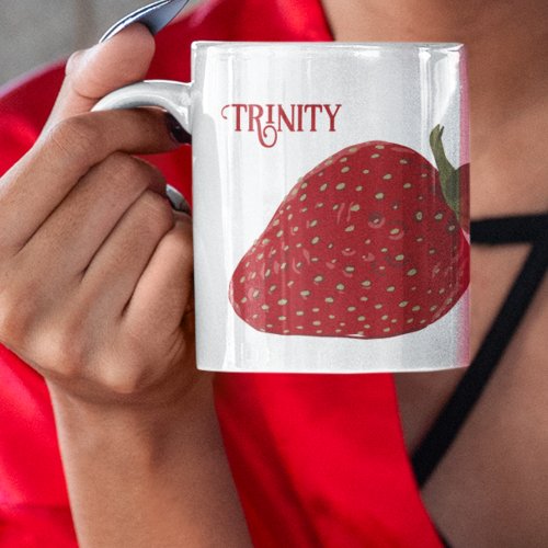 Ripe Red Strawberries Illustrations Personalized Coffee Mug
