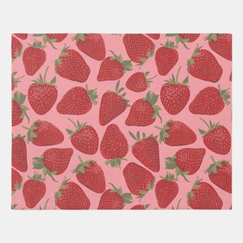 Ripe Red Strawberries on Pink Patterned Rug