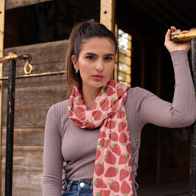 Ripe Red Strawberries on Pink Patterned Scarf (Creator Uploaded)