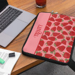 Ripe Red Strawberries on Pink Personalized Laptop Sleeve<br><div class="desc">This pretty laptop sleeve is ready to be personalized with a name. This design looks almost good enough to eat with my realistic style illustrations of juicy ripe red strawberries set against a pretty pink background. The fruit graphics are depicted in shades of red and crimson with green leaves. This...</div>