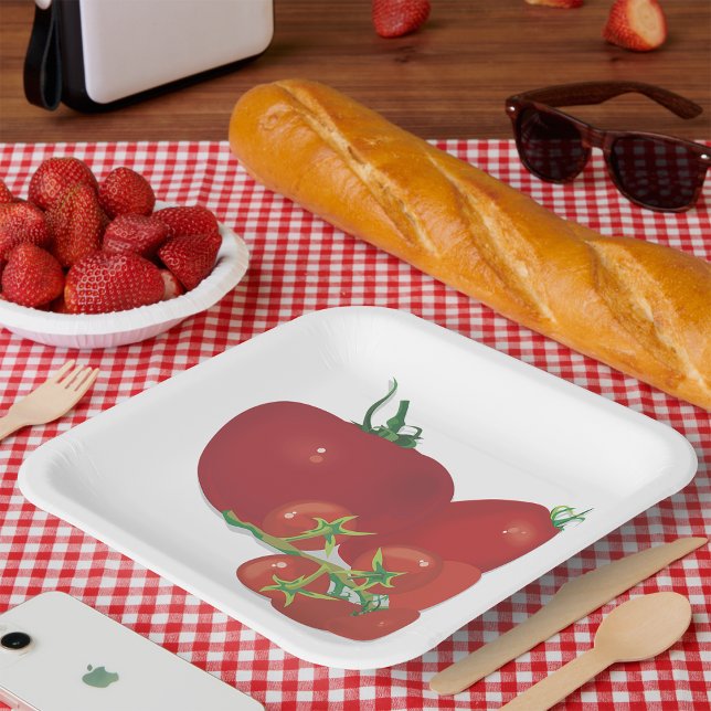 Ripe Red Tomatoes Paper Plates (Creator Uploaded)