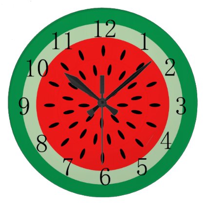 Ripe Red Watermelon Kitchen Clock Black Numerals