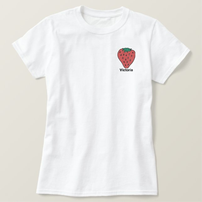 Ripe Strawberry personalized Embroidered Shirt (Design Front)