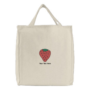 Ripe Strawberry Personalized Embroidered Tote Bag