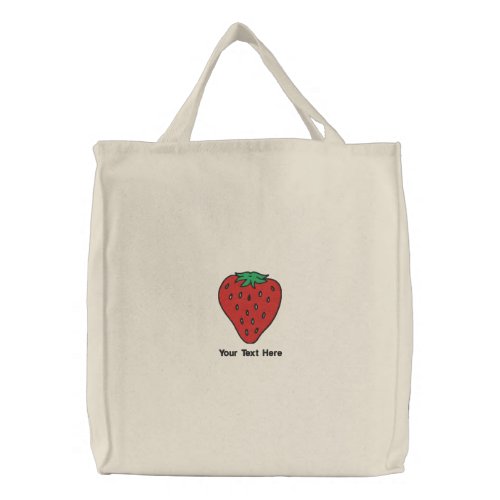 Ripe Strawberry Personalized Embroidered Tote Bag