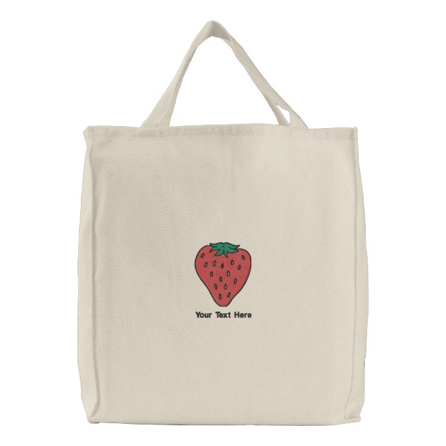 Ripe Strawberry Personalized Embroidered Tote Bag (Front)