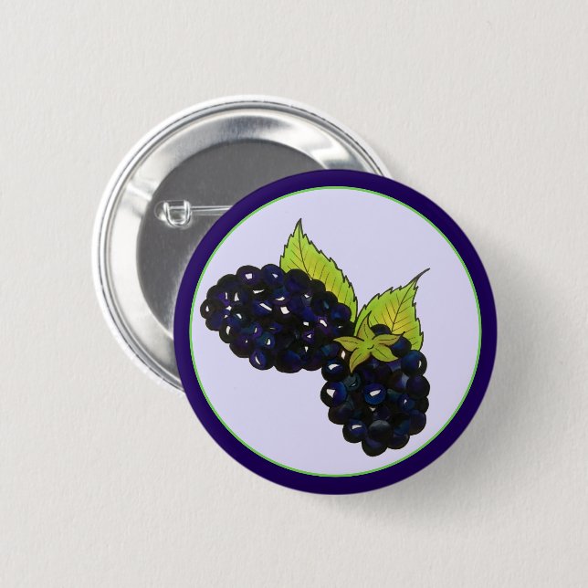Ripe Summer Blackberries Blackberry Berry Berries Button (Front & Back)