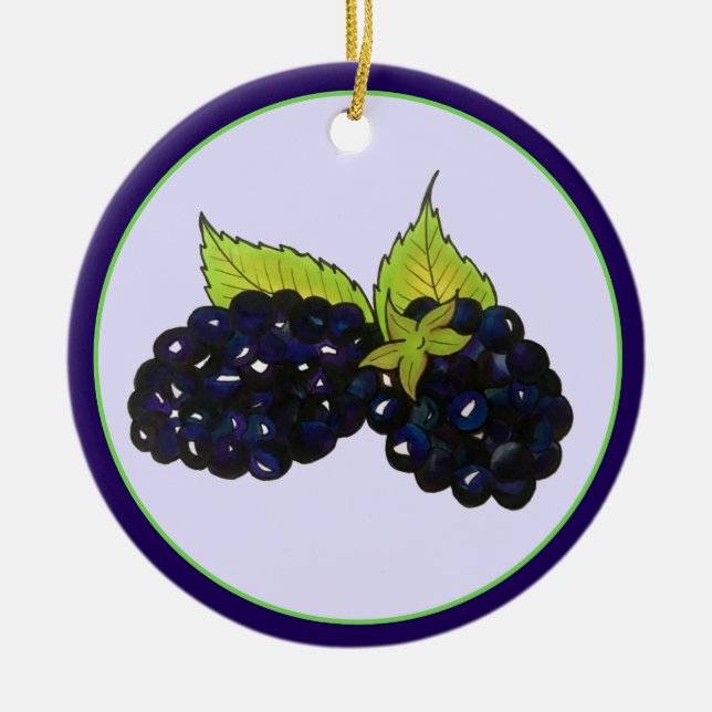 Ripe Summer Blackberries Blackberry Berry Berries Ceramic Ornament (Front)