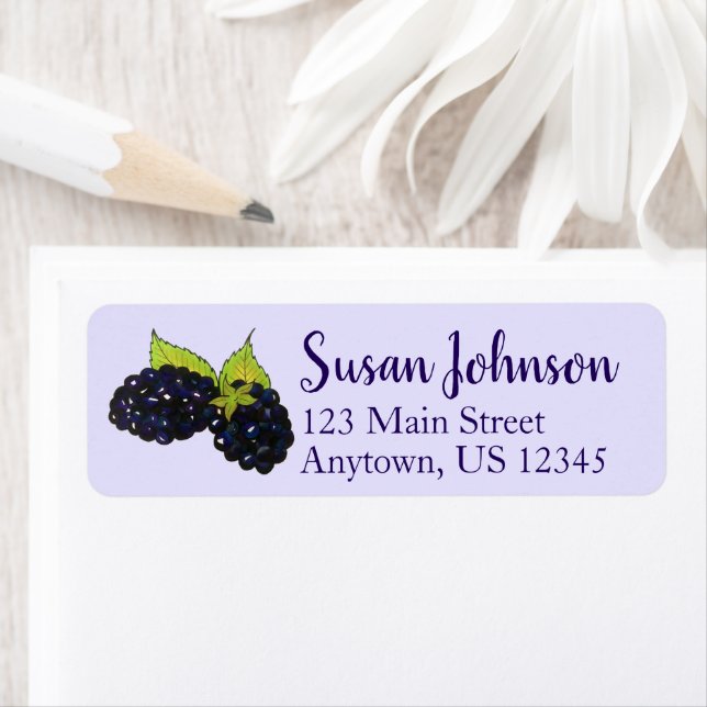 Ripe Summer Blackberries Blackberry Berry Berries Label (Insitu)