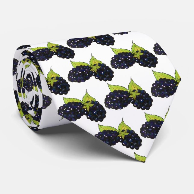 Ripe Summer Blackberries Blackberry Berry Berries Neck Tie (Rolled)