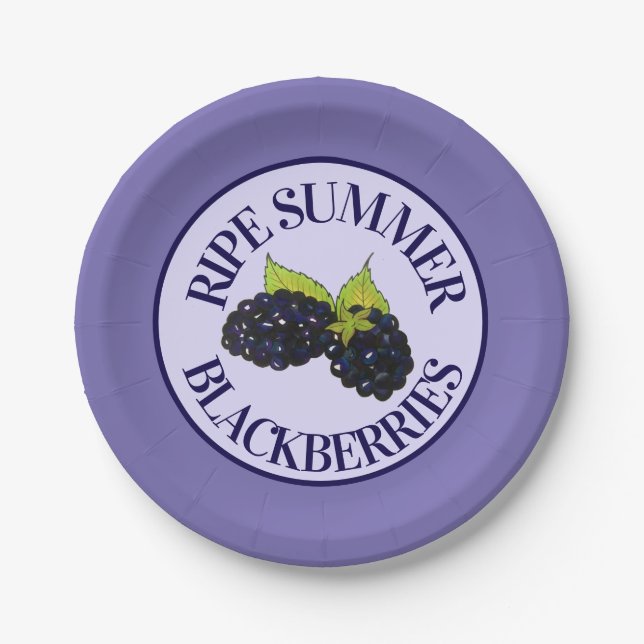 Ripe Summer Blackberries Blackberry Berry Berries Paper Plates (Front)