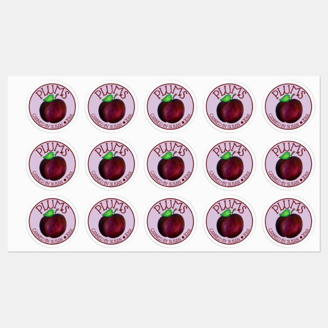 Ripe Summer Purple Plum Fruit Plums Canned By Labels (Sheet)